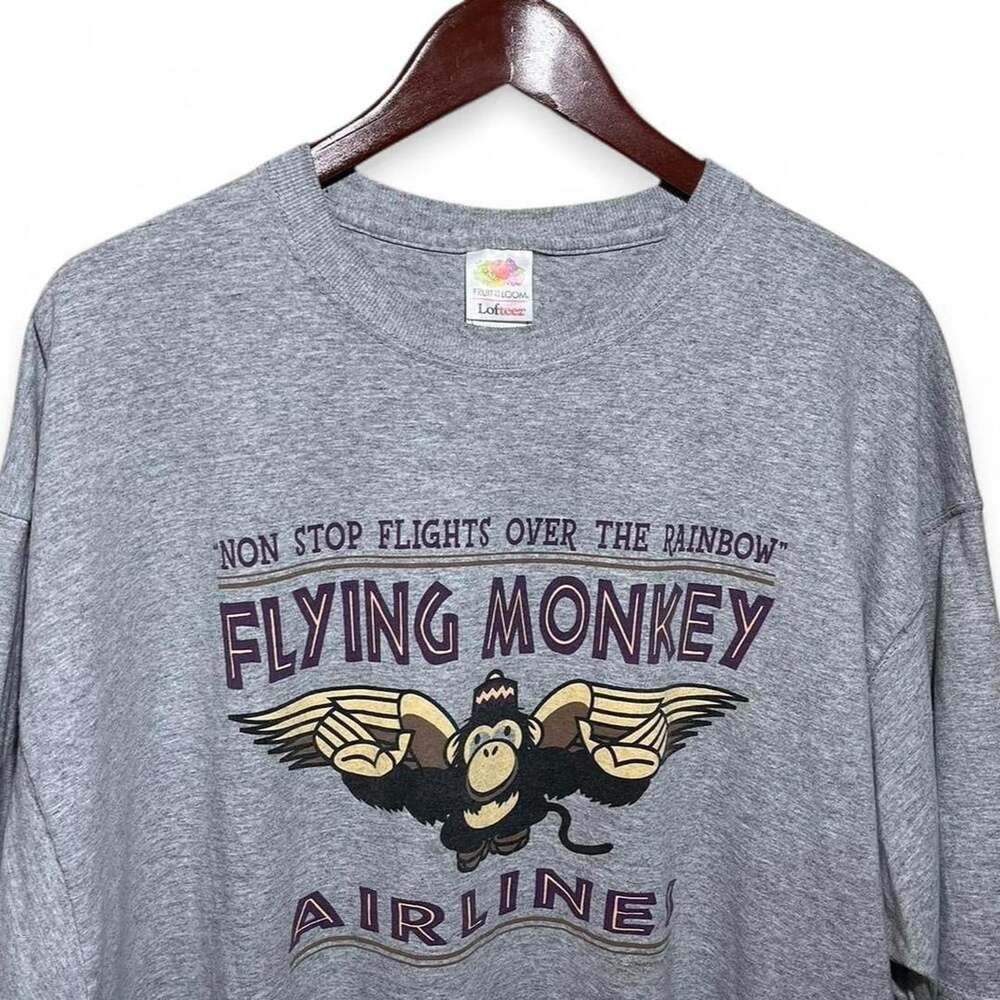 Fruit of the Loom Flying Monkey Airline T-Shirt Size 2XL Heather Grey